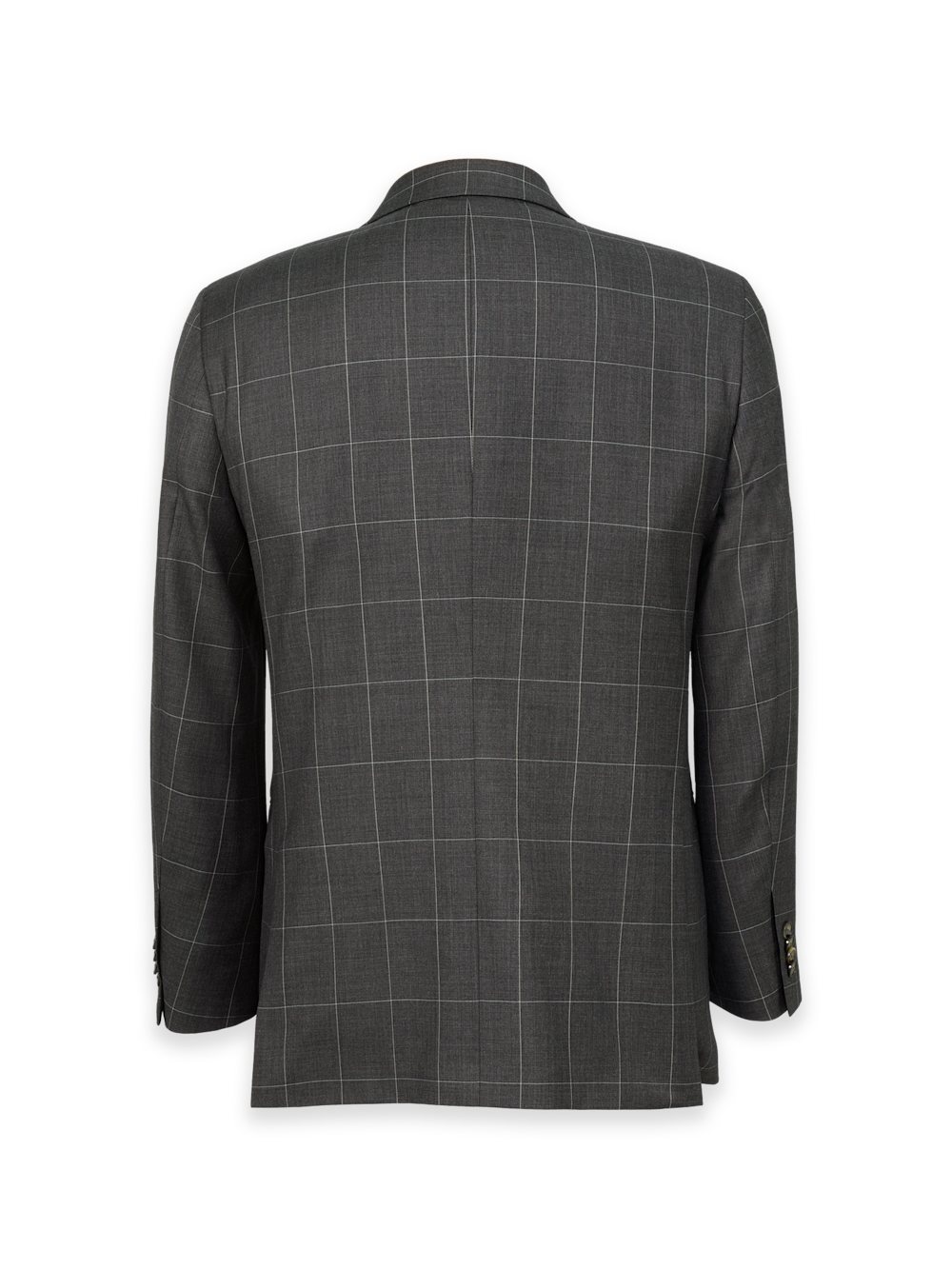 Alternate Image of Charcoal Wool Windowpane Double Breasted Peak Lapel Suit Jacket-1