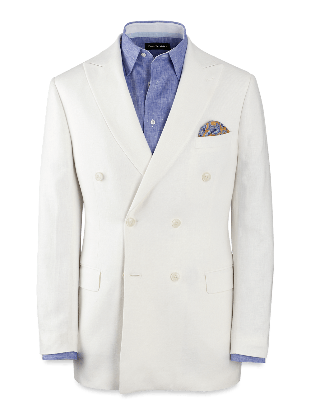 Product Image of Linen Blend Double Breasted Peak Lapel Suit Jacket-White