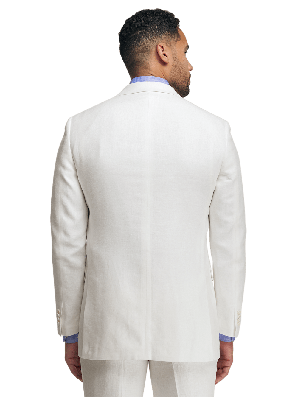 Linen Blend Double Breasted Peak Lapel Suit Jacket - White 42 Long Linen Blend Double Breasted Peak Lapel Suit Jacket - White 42 Long
