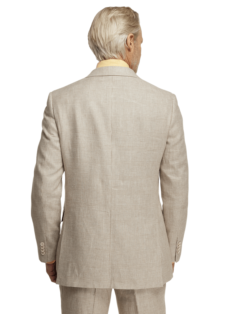 Alternate Image of Linen Blend Plaid Double Breasted Peak Lapel Suit Jacket-6
