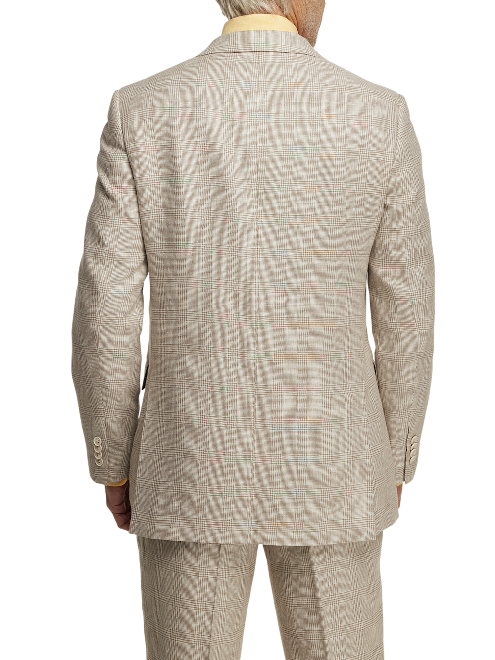 Alternate Image of Linen Blend Plaid Double Breasted Peak Lapel Suit Jacket-6