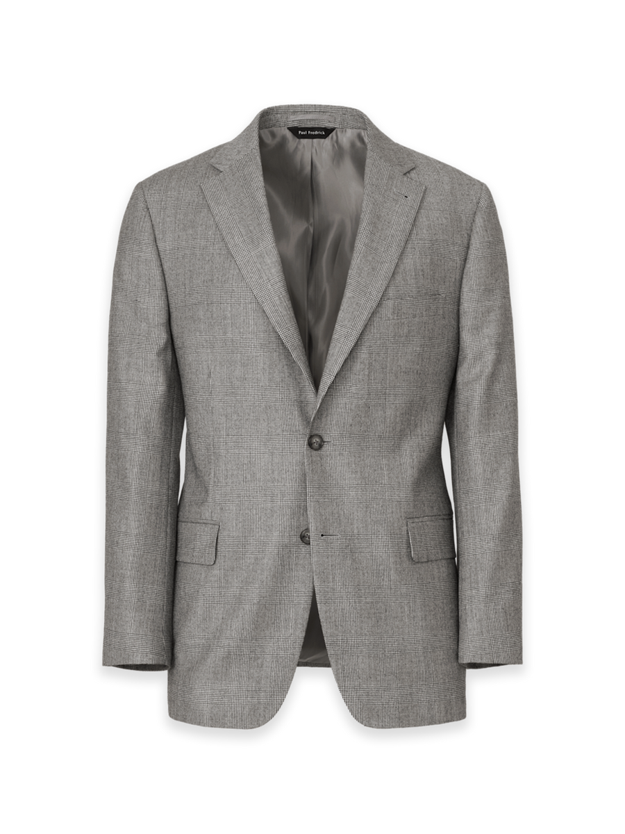 Black/White Wool Glen Plaid Single Breasted Notch Lapel Suit