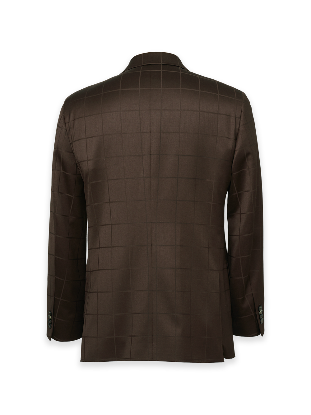 Alternate Image of Brown Wool Windowpane Double Breasted Peak Lapel Suit Jacket-1