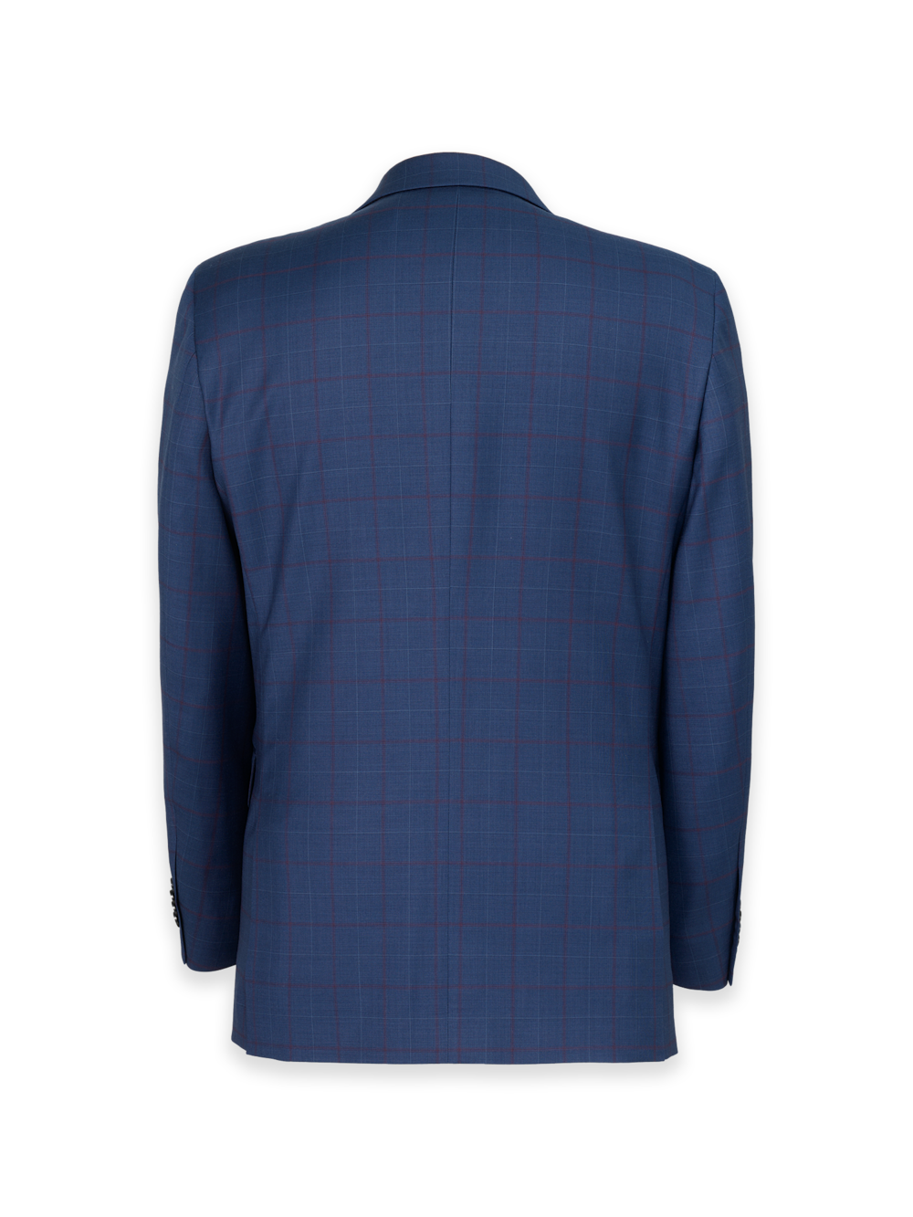 Alternate Image of Blue Wool Blend Windowpane Single Breasted Notch Lapel Suit Jacket-1