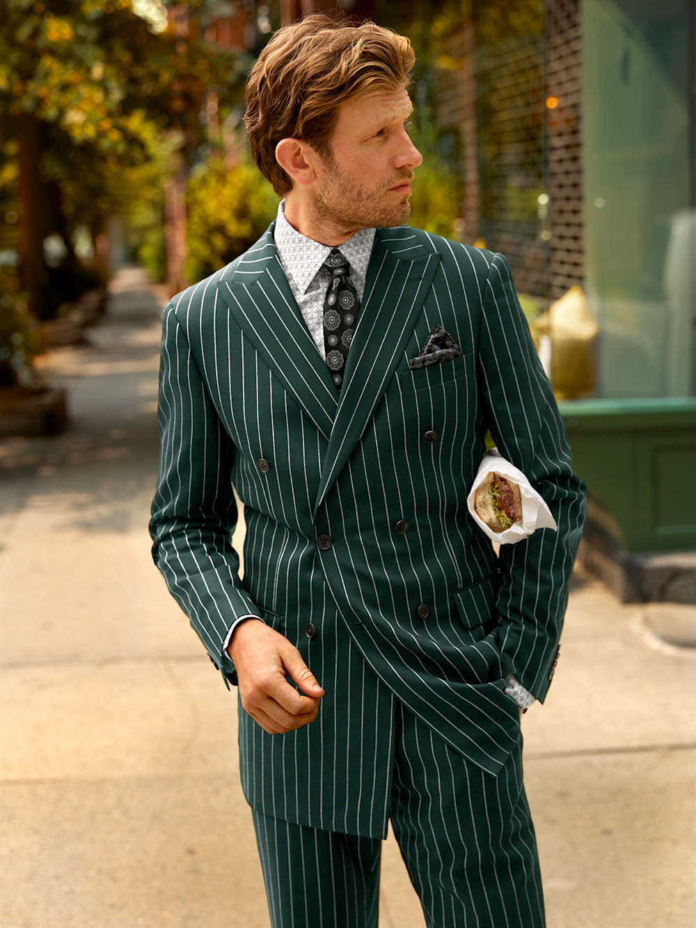 Alternate Image of Wool Stretch Stripe Double Breasted Peak Lapel Suit Jacket-7