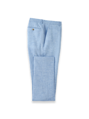 Italian Linen Blend Flat Front Suit Pants - Light Blue