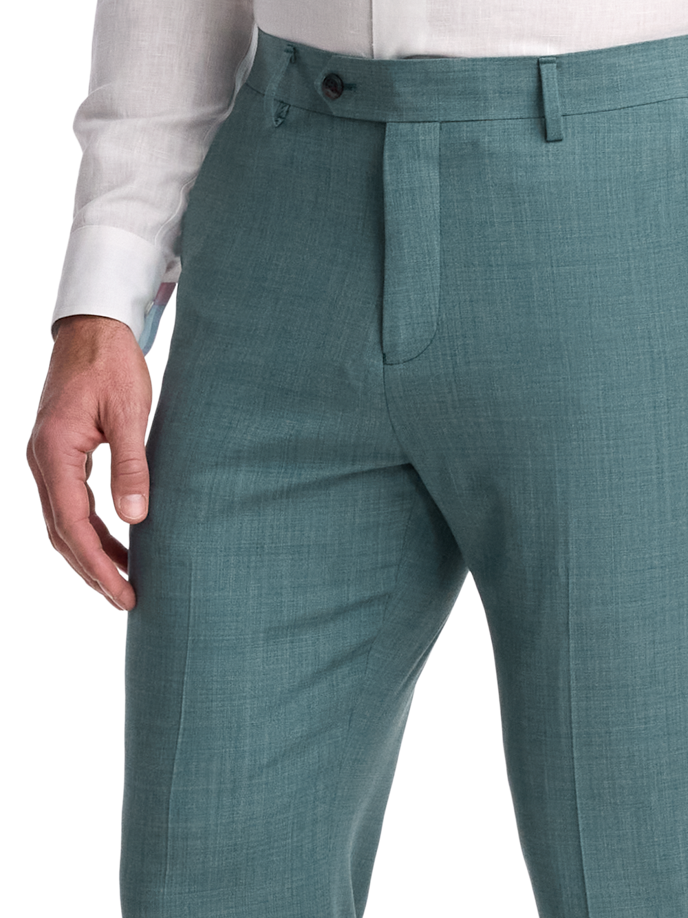 Alternate Image of Wool Bengaline Flat Front Suit Pants-2#model_flat front
