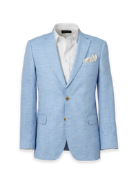 Italian Linen Blend Single Breasted Notch Lapel Suit - Light Blue