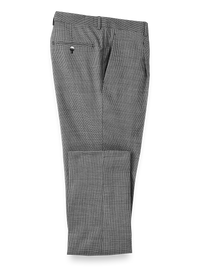 Wool Micro Check Single Pleat Suit Pants - Black