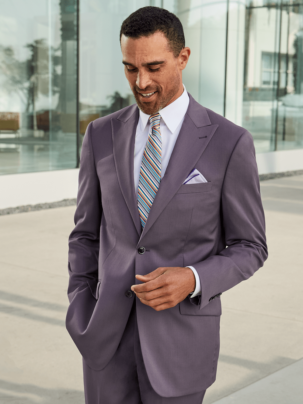 Wool Stretch Single Breasted Peak Lapel Suit Jacket Wool Stretch Single Breasted Peak Lapel Suit Jacket