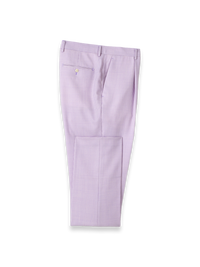 Wool Blend Houndstooth Single Pleat Suit Pant - Purple