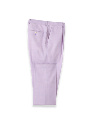 Wool Blend Houndstooth Single Pleat Suit Pant - Purple