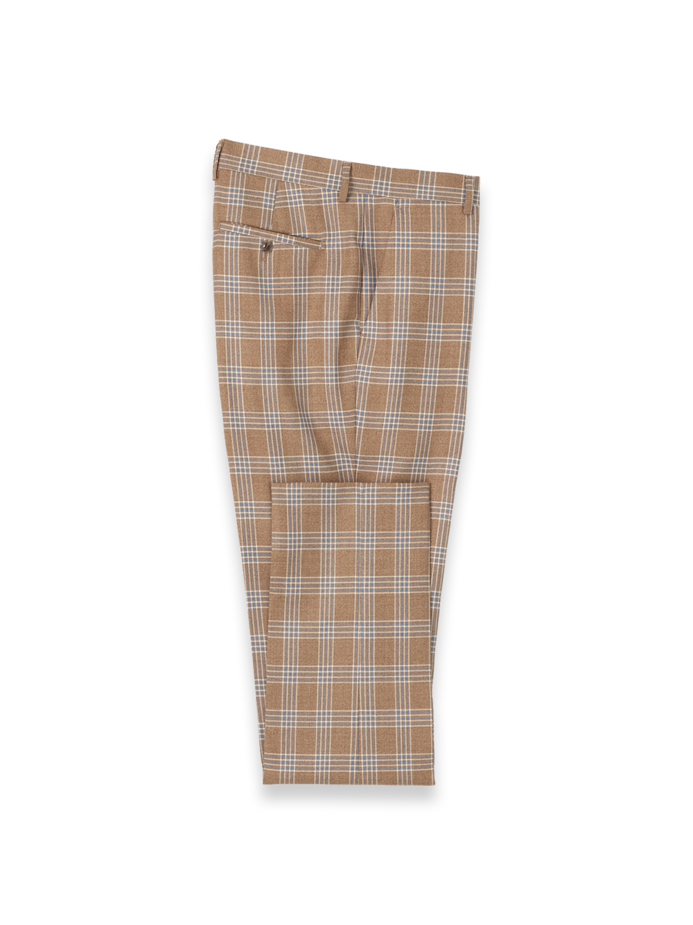 Product Image of Wool Plaid Flat Front Suit Pant-Brown