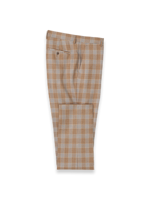Wool Plaid Flat Front Suit Pant - Brown