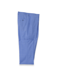 Wool Blend Pindstripe Single Pleat Suit Pant - Blue