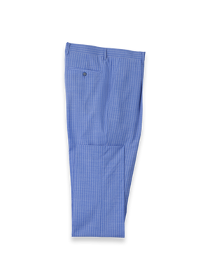Wool Blend Pindstripe Single Pleat Suit Pant - Blue