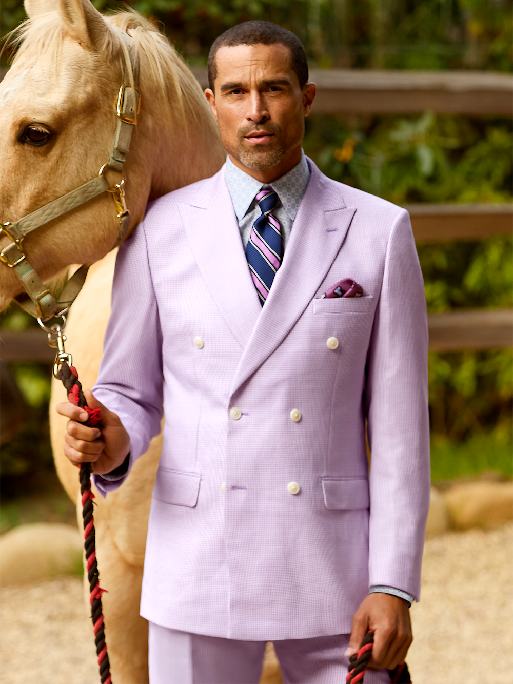 Alternate Image of Wool Blend Houndstooth Double Breasted Peak Lapel Suit-7