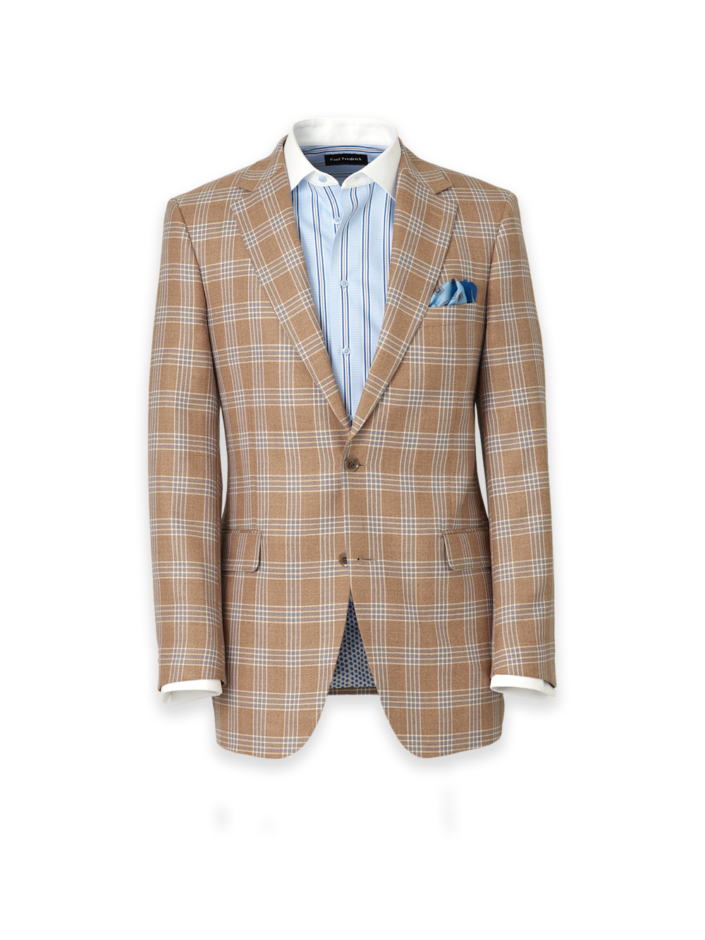 Product Image of Wool Blend Plaid Single Breasted Notch Lapel Suit-Brown