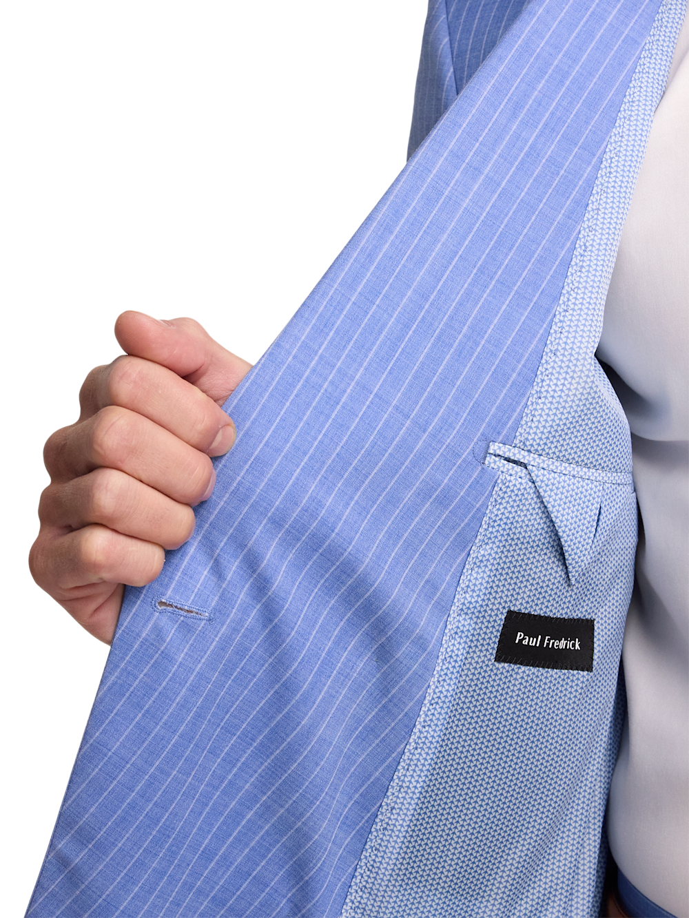 Alternate Image of Wool Blend Pinstripe Double Breasted Peak Lapel Suit Jacket-3