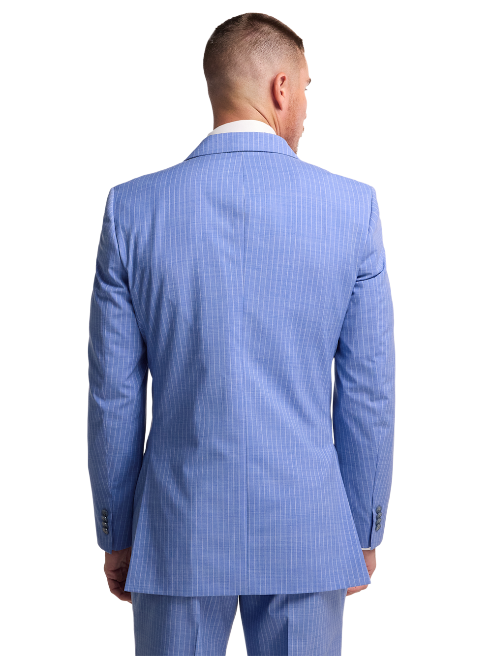 Alternate Image of Wool Blend Pinstripe Double Breasted Peak Lapel Suit Jacket-6