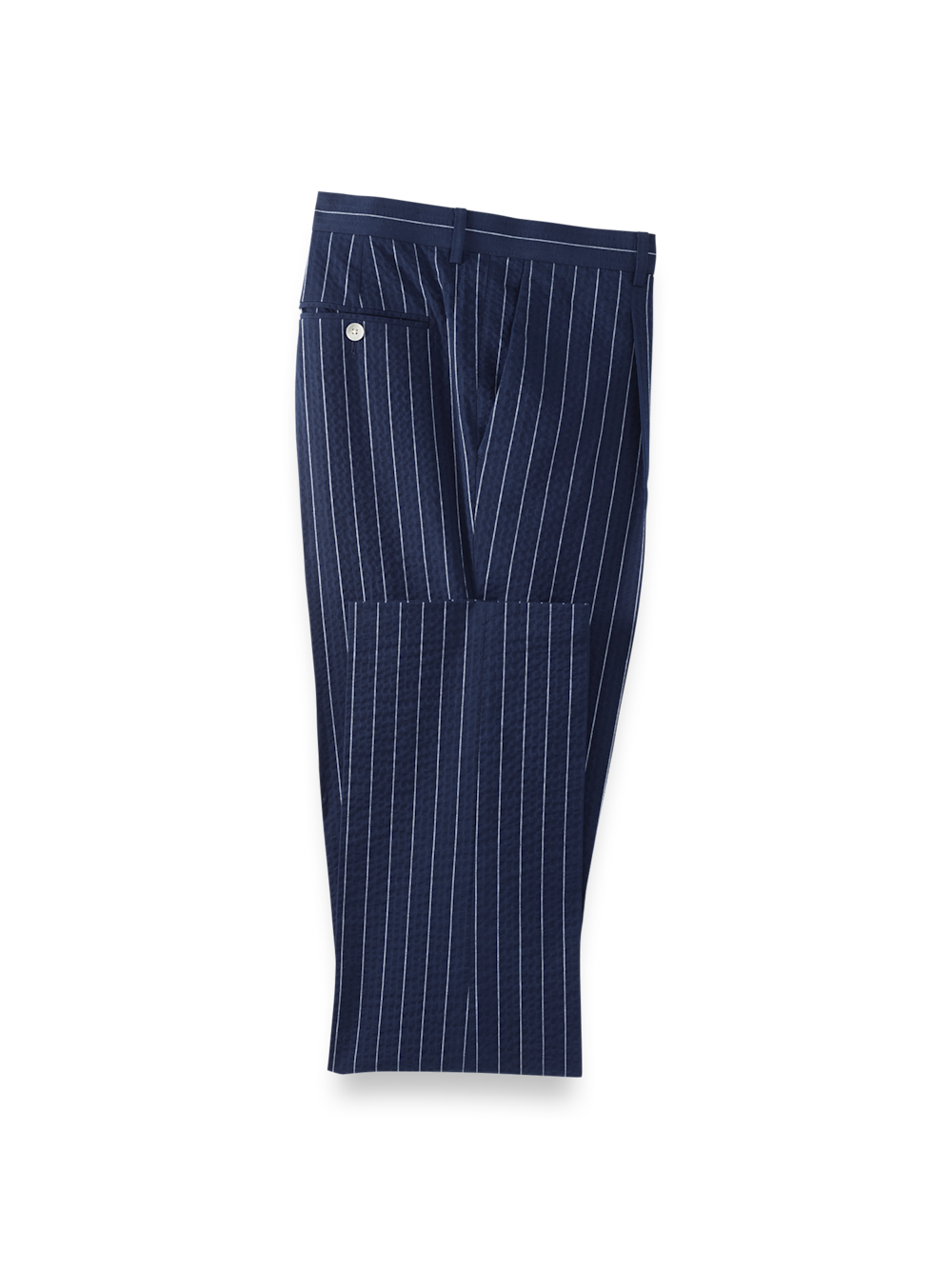 Product Image of Cotton Stretch Pinstripe Seersucker Single Pleat Suit Pants-Navy