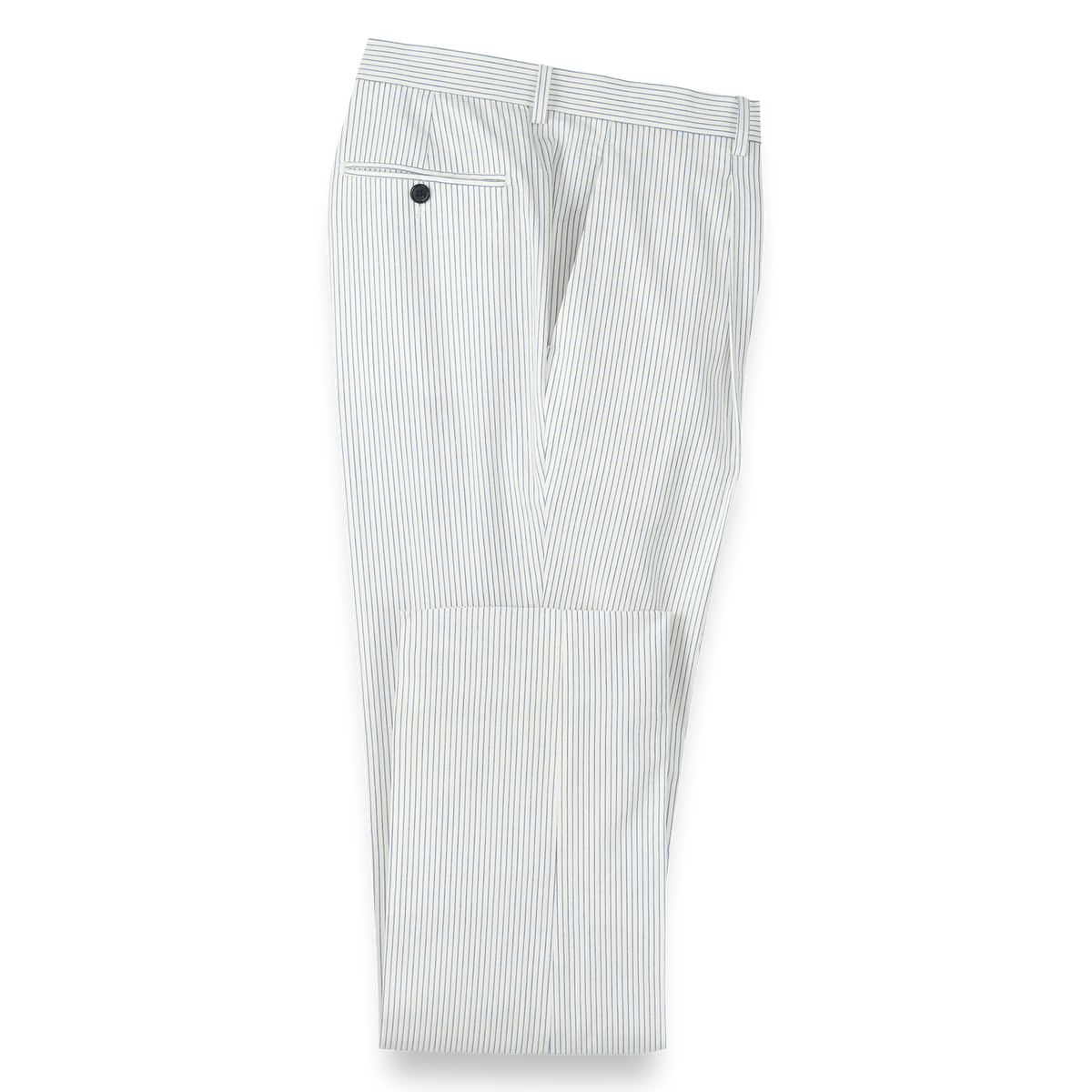 Cotton Stretch Stripe Seersucker Single Pleat Suit Pants