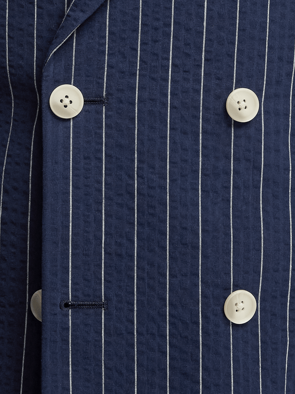 Alternate Image of Cotton Stretch Pinstripe Seersucker Double Breasted Peak Lapel Suit Jacket-4
