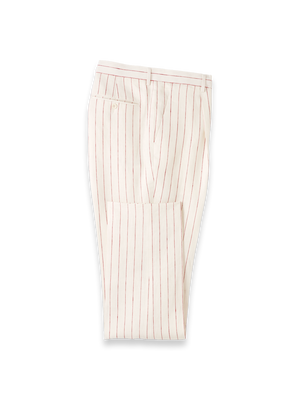 Pinstripe Linen Pleated Suit Pants - White/red