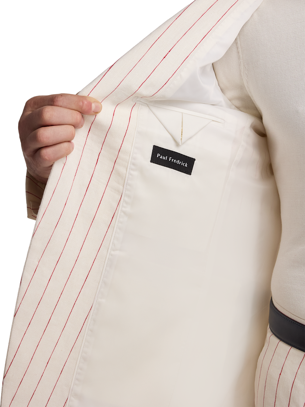 Alternate Image of Pinstripe Linen Single Breasted Notch Lapel Suit Jacket-3