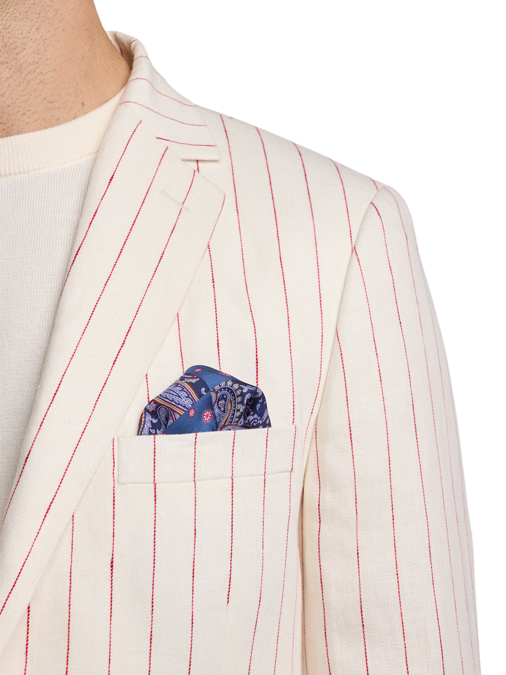 Alternate Image of Pinstripe Linen Single Breasted Notch Lapel Suit Jacket-5