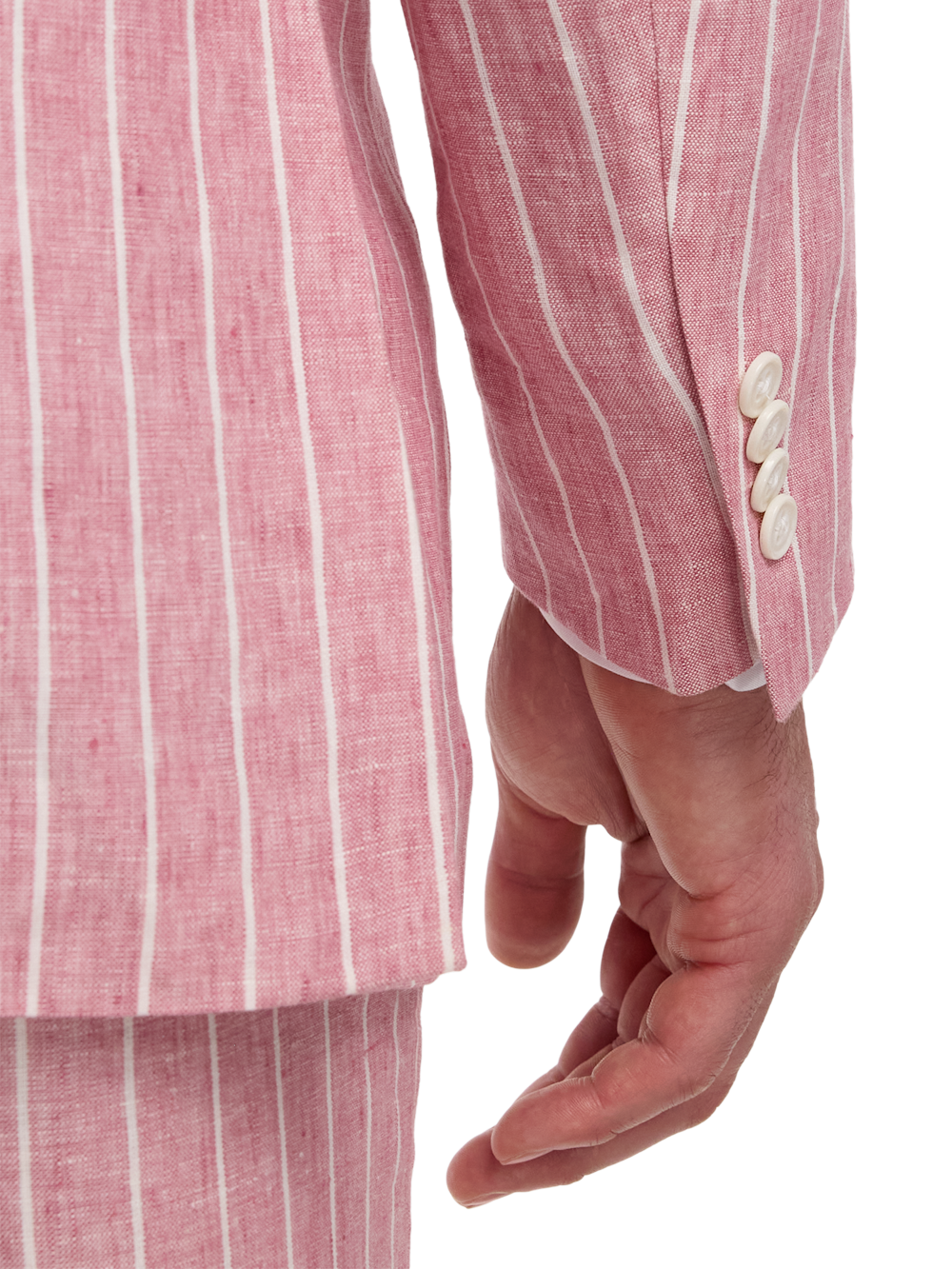 Alternate Image of Pinstripe Linen Double Breasted Peak Lapel Suit Jacket-2