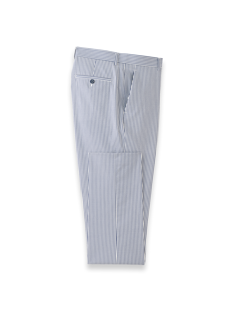 Stripe Seersucker Flat Front Suit Pants - Navy/white – Paul Fredrick