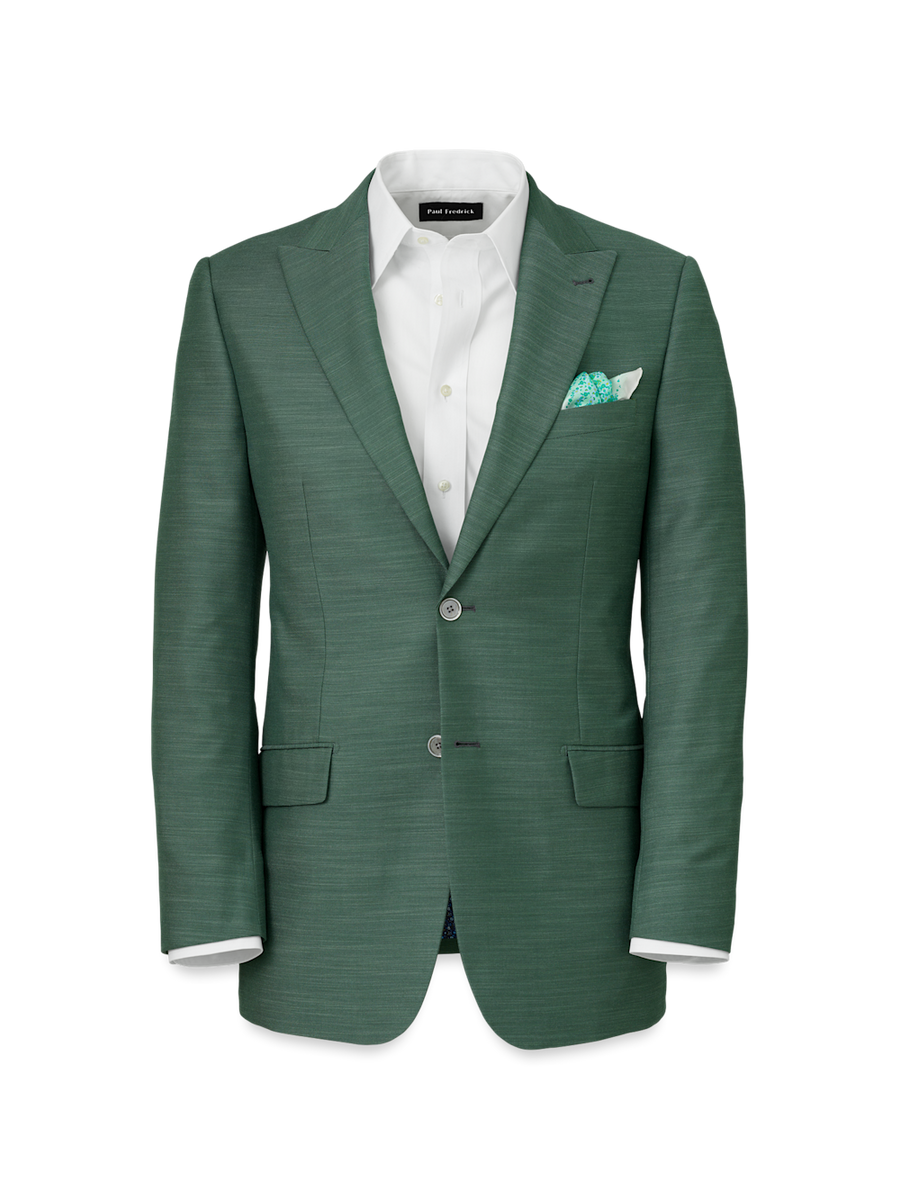Microfiber Linen Blend Single Breasted Peak Lapel Suit Jacket