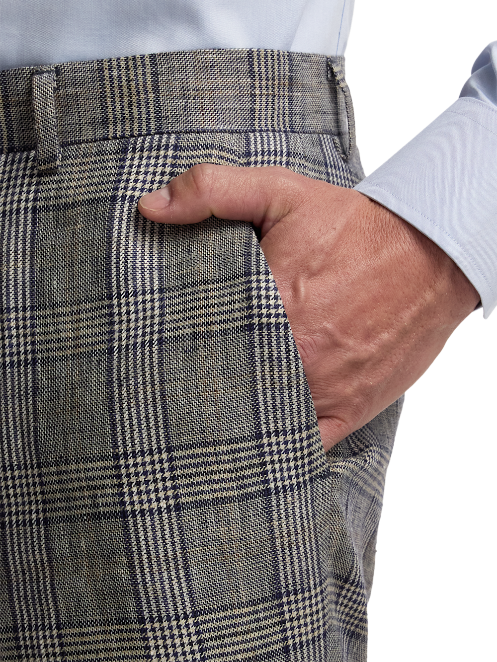 Alternate Image of Plaid Linen Flat Front Suit Pants-3