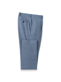 Houndstooth Wool Blend Single Pleat Suit Pants - Blue Houndstooth