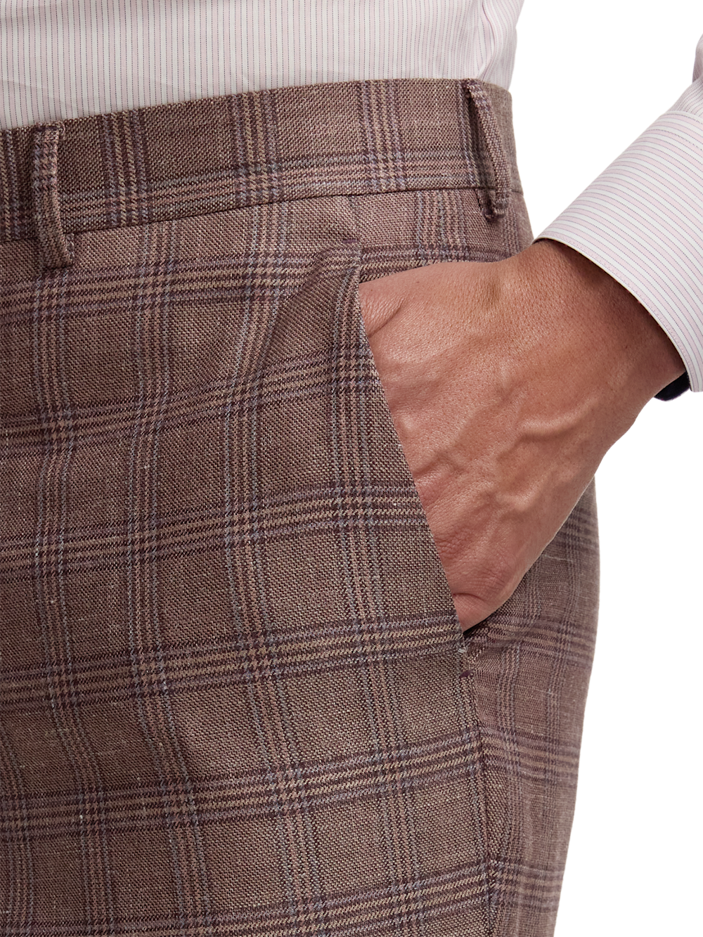 Alternate Image of Plaid Linen Blend Flat Front Suit Pants-3