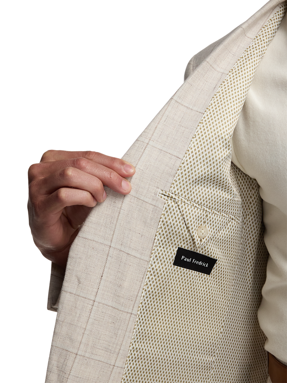Alternate Image of Windowpane Linen Single Breasted Notch Lapel Suit Jacket-3