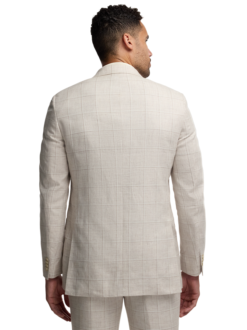 Alternate Image of Windowpane Linen Single Breasted Notch Lapel Suit Jacket-6