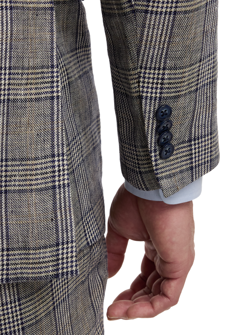 Alternate Image of Plaid Linen Single Breasted Notch Lapel Suit Jacket-2