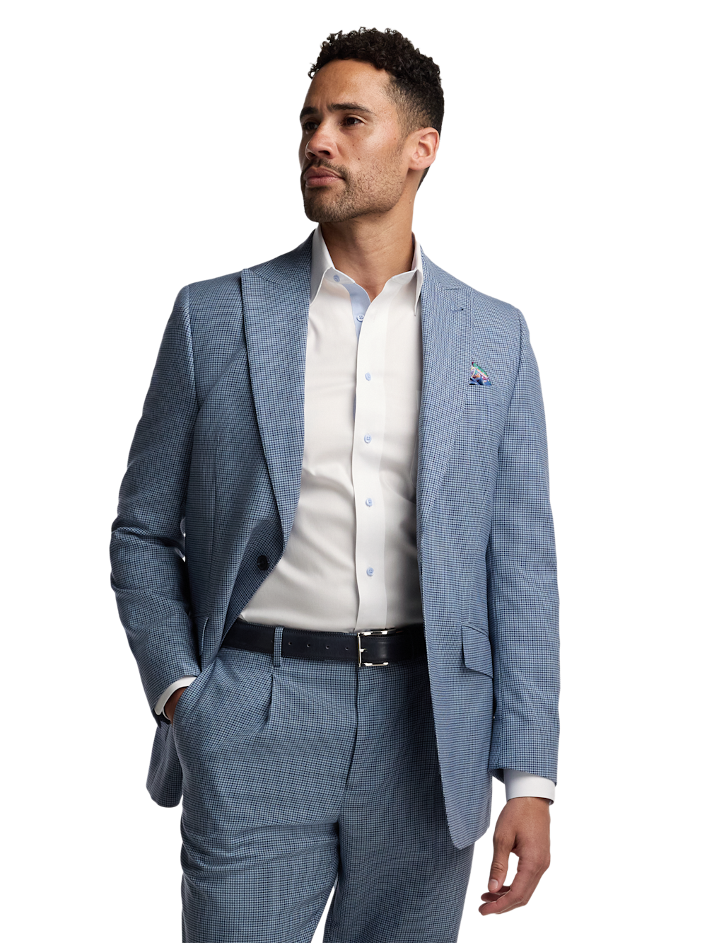 Alternate Image of Houndstooth Wool Blend Single Breasted Peak Lapel Suit Jacket-1