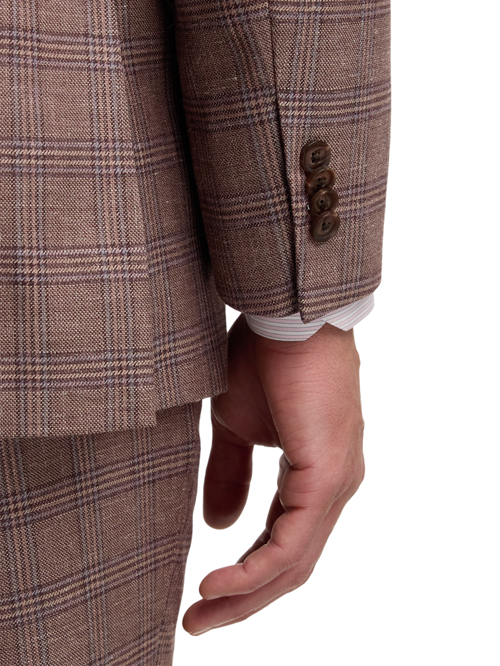 Alternate Image of Plaid Linen Blend Single Breasted Notch Lapel Suit Jacket-2