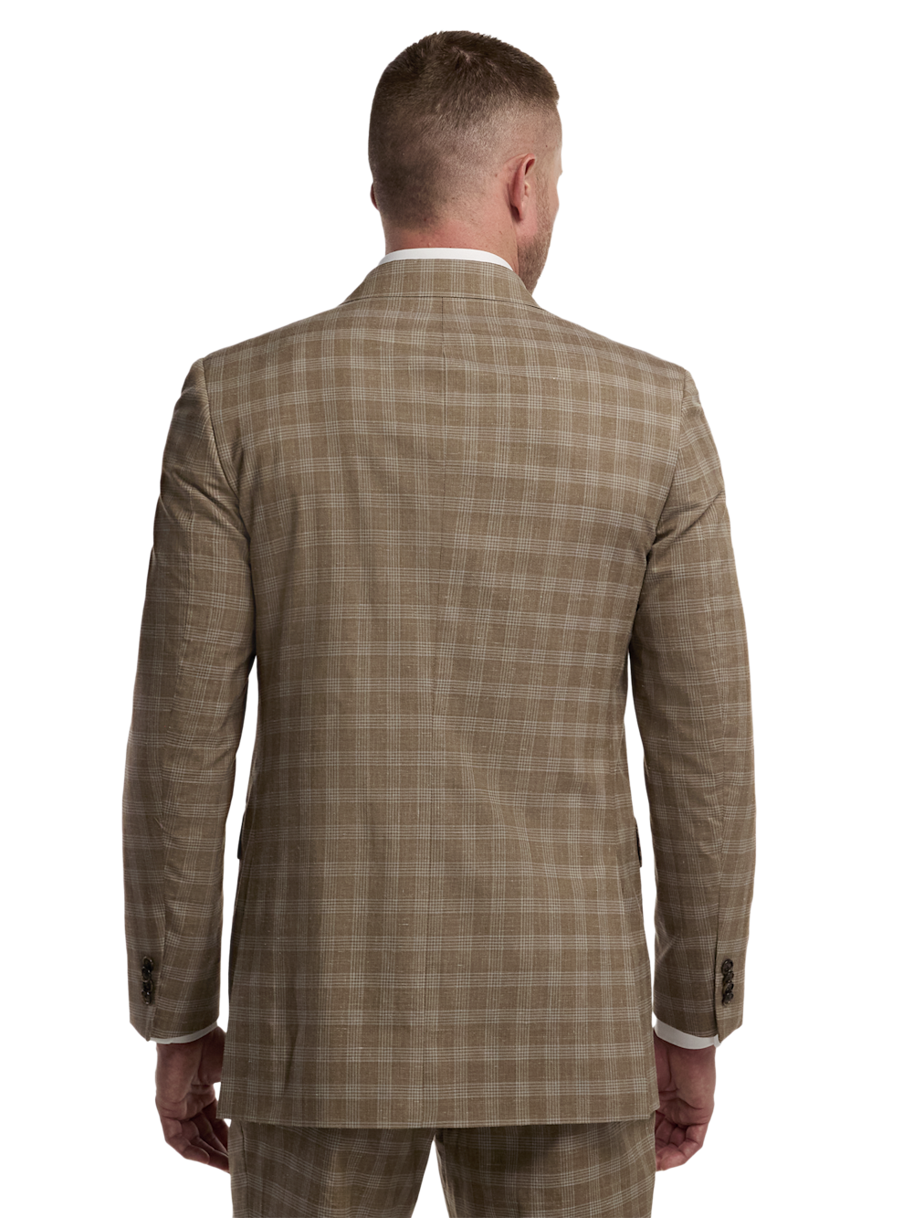 Alternate Image of Plaid Cotton Blend Double Breasted Peak Lapel Suit Jacket-6