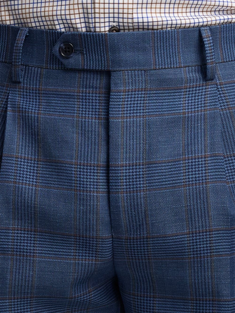 Alternate Image of Blue/tan Wool Blend Plaid Single Pleat Suit Pants-3