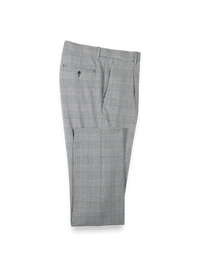 Black/White Plaid Houndstooth Single Pleat Suit Pants - Black/white