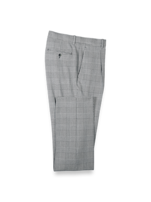 Black/White Plaid Houndstooth Single Pleat Suit Pants - Black/white