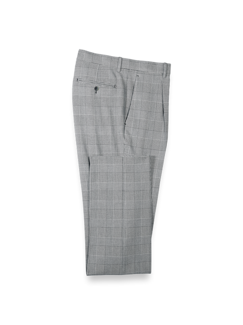 Black/White Plaid Houndstooth Single Pleat Suit Pants - Black/white