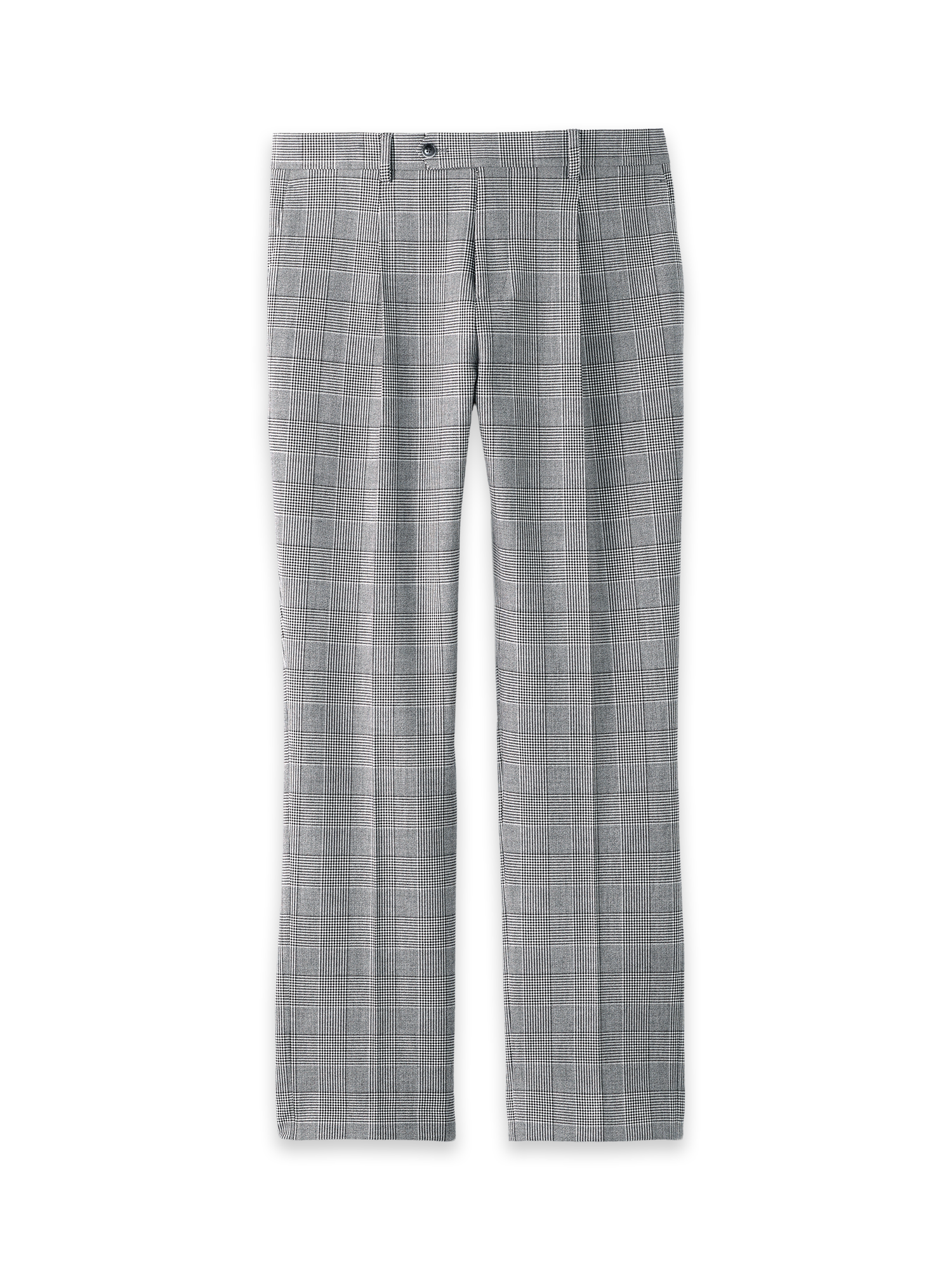 Black/White Plaid Houndstooth Single Pleat Suit Pants - Black/white