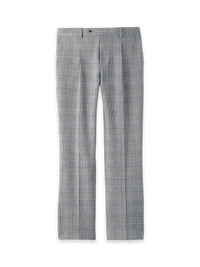 Black/White Plaid Houndstooth Single Pleat Suit Pants - Black/white