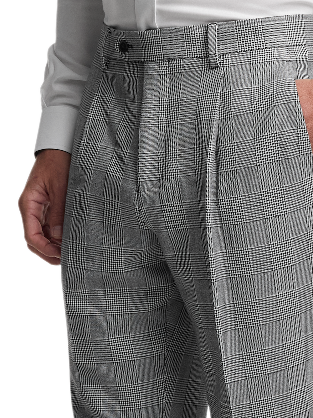 Alternate Image of Black/white Plaid Houndstooth Single Pleat Suit Pants-2