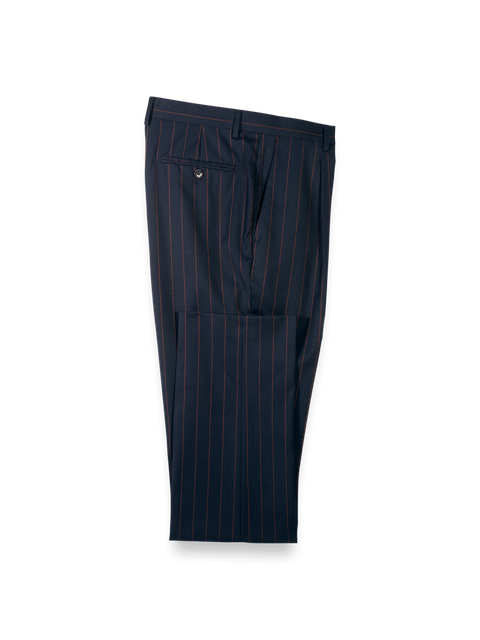 Navy/Brown Wool Stripe Single Pleat Suit Pants - Navy/brown – Paul